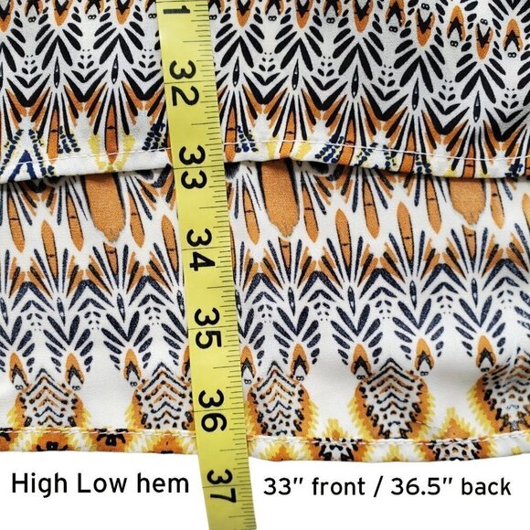 SPENSE Retro Printed Longline Tunic High Low Hem with Deep Vents Size L - Picture 9 of 10